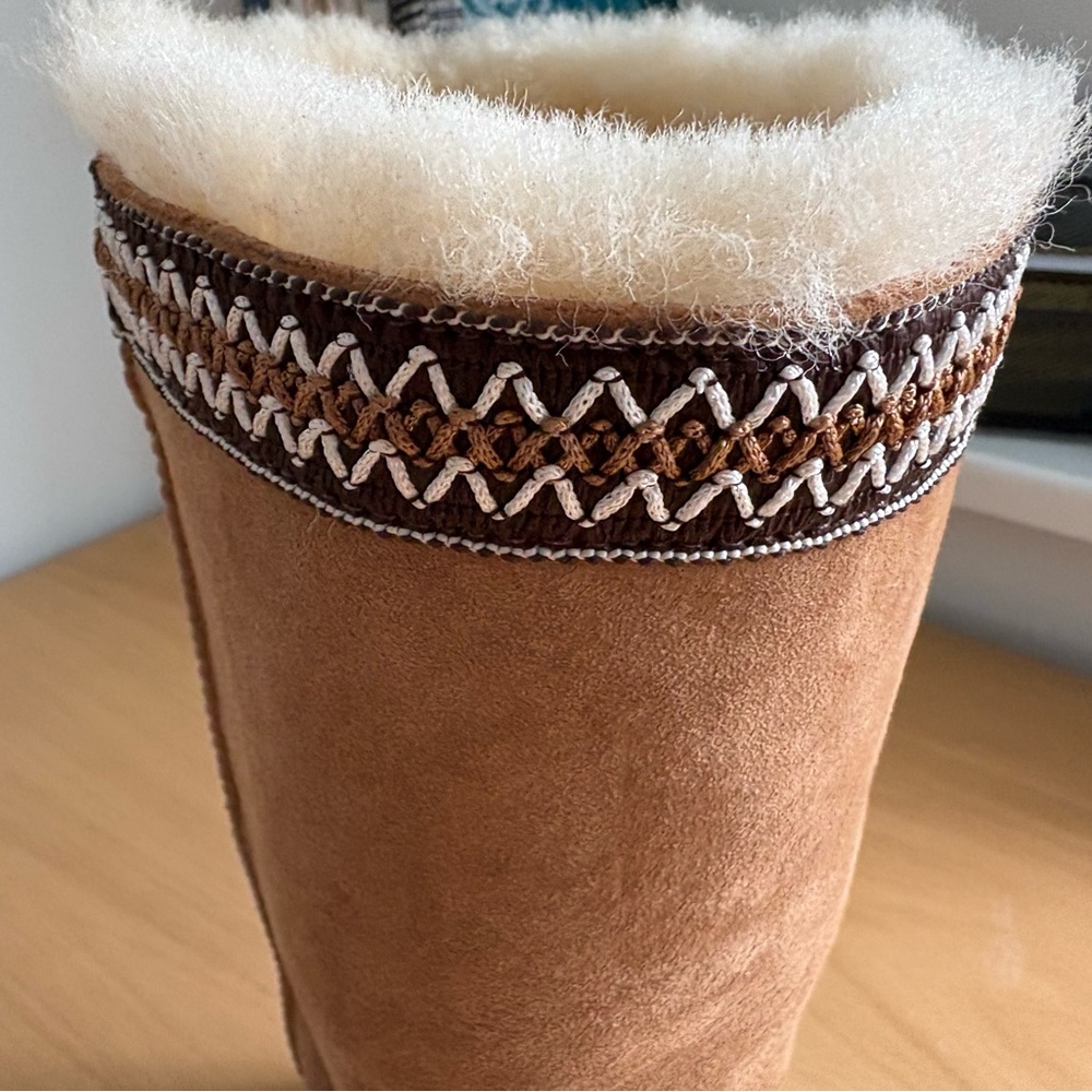 NWT UGG Women’s Chestnut Suede Shearling-Lined Mid-Calf Boots - Picture 3 of 7